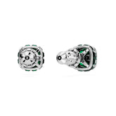 Birthstone stud earrings, Square cut, May, Green, Rhodium plated